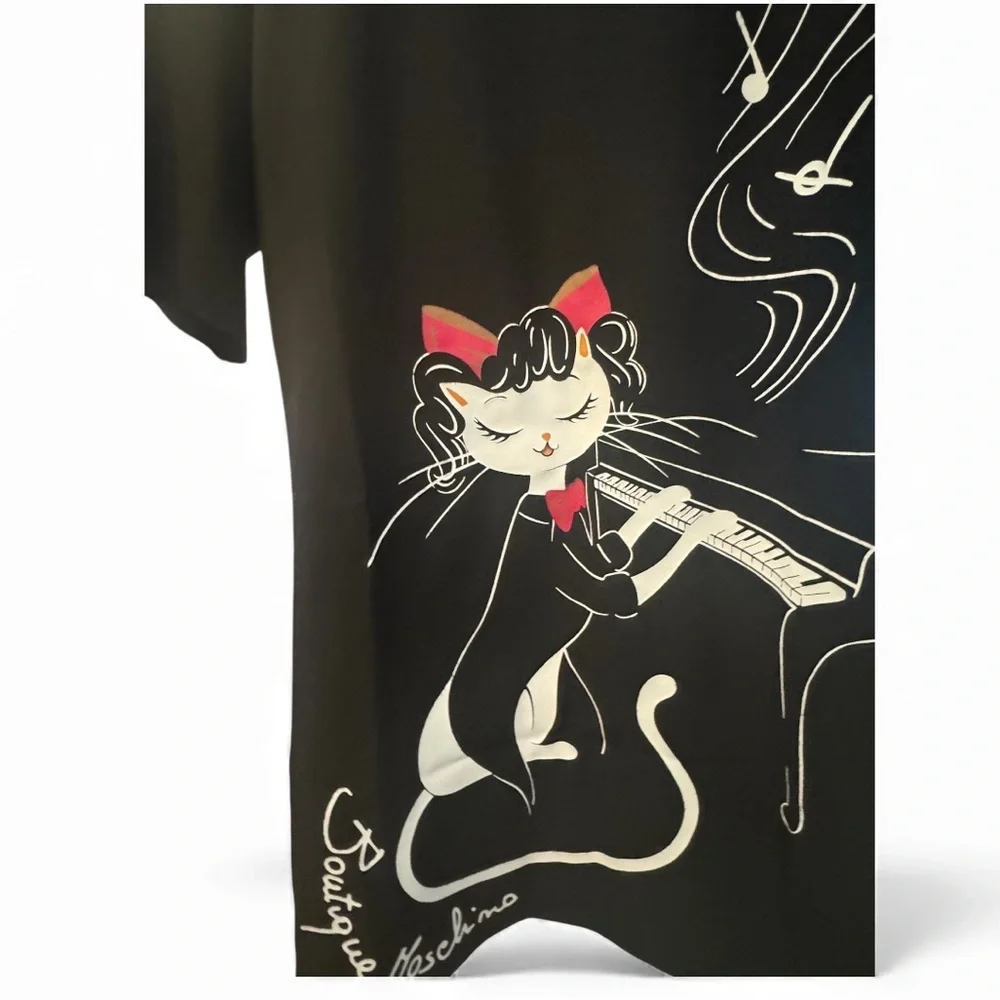 Boutique Moschino Black Graphic Dress – NWT – Size 38 - Picture 2 of 5